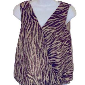 Anthropologie Eri + Ali Kasi bronze and gold shimmering top,faux wrap, XS